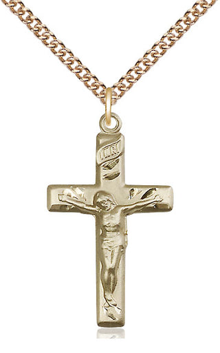 14kt Gold Crucifix Medal