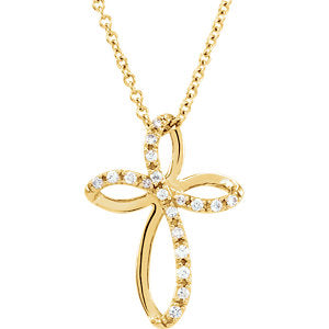 14K Gold Diamond Cross 18" Necklace