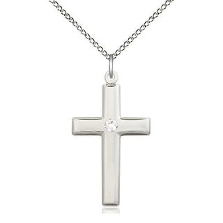 Sterling Silver Cross Pendant with 3mm Crystal Swarovski stone Necklace