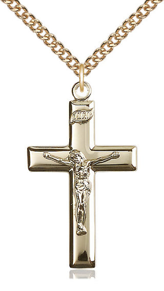 14kt Gold Crucifix Medal