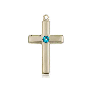 14kt Gold Filled Cross Pendant with a 3mm Zircon Swarovski stone on an 18-inch Gold Filled Light Curb Chain