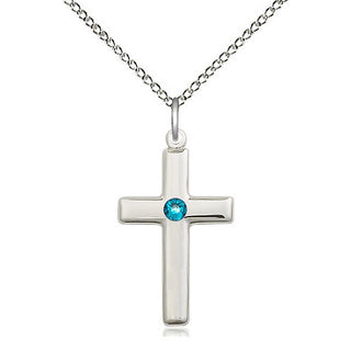 Sterling Silver Cross Pendant with 3mm Zircon Swarovski stone Necklace