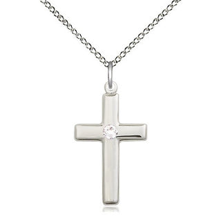Sterling Silver Cross Pendant with 3mm Crystal Swarovski stone Necklace