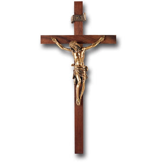11" Walnut Cross With Museum Gold Corpus