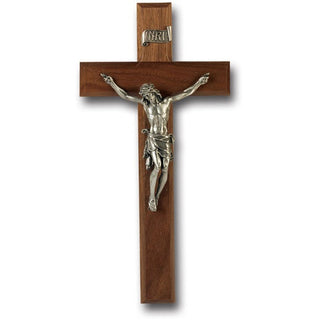 11"Walnut Cross With Fine Pewter Corpus