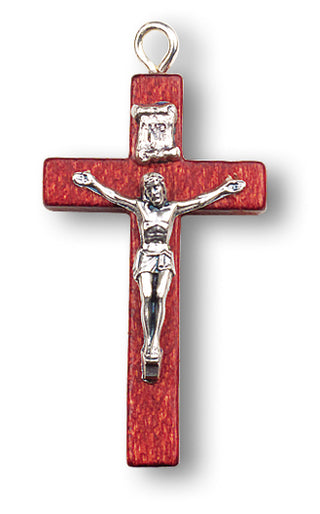 2" Wood Cross With Metal Corpus
