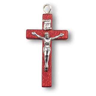 1 1/4" Wood Cross With Metal Corpus - main product image | CatholicShop.com