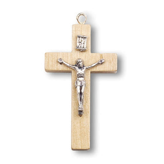 1 5/8" Nat Wood Crucifix With Metal Corpus 25-Pack