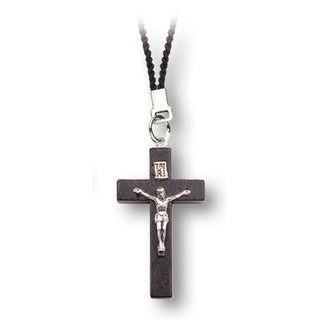 10-Pack - Wood Crucifix On Black Cord