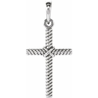 Platinum 17.5x11.3 mm Rope Cross Pendant  