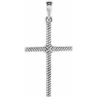 Platinum 25.4x16.2 mm Rope Cross Pendant  