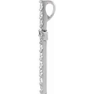 14K White 1 CTW Natural Diamond Petite Cross Pendant