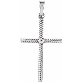 Platinum .03 CT Natural Diamond Cross Pendant