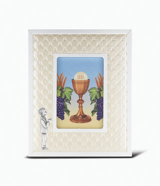 Boy Standing White Synthetic Leather Frame