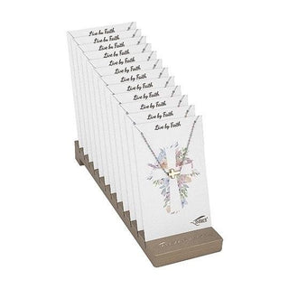 24-Piece Set Child Side Cross Necklace With Display - 15-Inch+1-Inch Extender