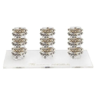 36-Piece Set Pearl Cross Rings With Display - Stretch