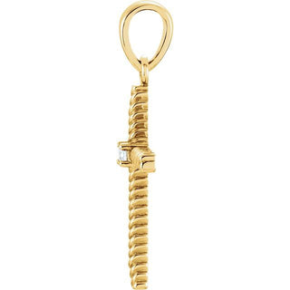 14K Yellow .02 CT Natural Diamond Cross Pendant