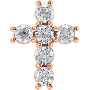 14K Rose 1 1/6 CTW Diamond Cross Pendant