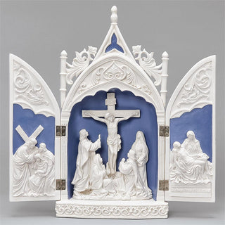 14-Inch Triptych With Crucifixion Della Robbia