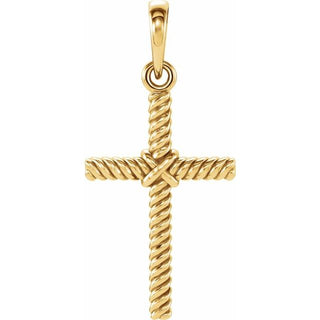 14K Yellow 17.5x11.3 mm Rope Cross Pendant  