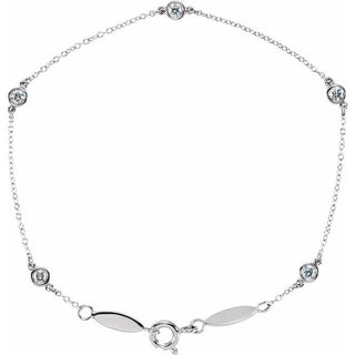 14K White 1/3 CTW Natural Diamond Bezel-Set Station 7" Bracelet