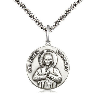 Sterling Silver Saint John Vianney Medal Religious Jewelry