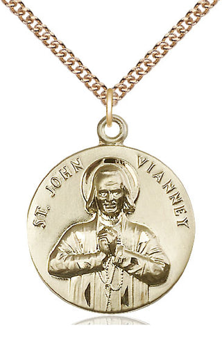 14kt Gold Filled Saint John Vianney Medal Catholic Jewelry