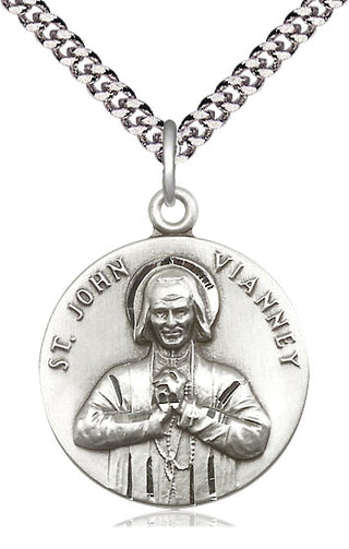 Sterling Silver Saint John Vianney Medal Catholic Jewelry