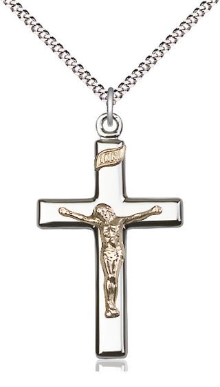 Two-Tone GF/SS Crucifix Medal Religious Jewelry