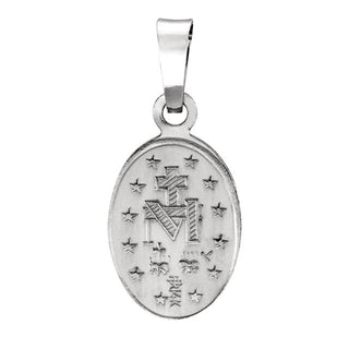 14K White 26x18 mm Oval Miraculous Medal