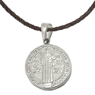 Platinum-plated Stainless Steel St. Benedict Medal - 22 mm