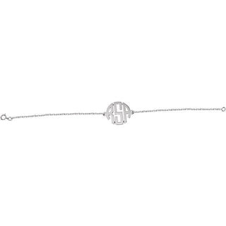 10K White 20 mm 3-Initials Block Monogram 8" Bracelet