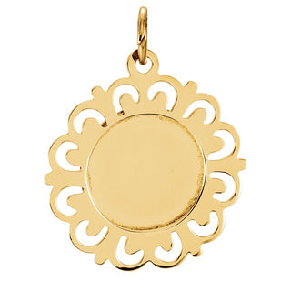 14K Yellow 18 mm Round Matka Boska Medal