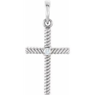 Platinum .02 CT Natural Diamond Cross Pendant