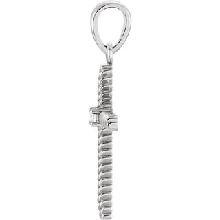 14K White .02 CT Natural Diamond Cross Pendant
