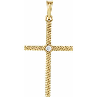 14K Yellow .03 CT Natural Diamond Cross Pendant