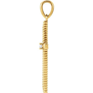 14K Yellow .03 CT Natural Diamond Cross Pendant