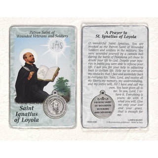 Bulk St. Ignatius Prayer Card with Medals - Healing Saint for Wounded Soldiers