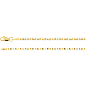20-inch Bead Chain with Lobster Clasp - 14K Yellow Gold