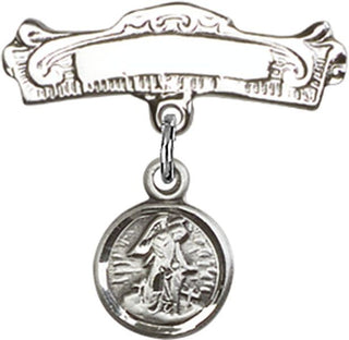 Sterling Silver Badge Pin Guardian Angel Baby Badge