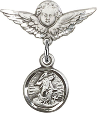 Sterling Silver Small Angel w/Wings Guardian Angel Baby Badge
