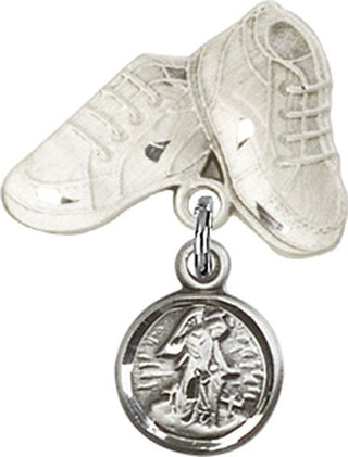 Sterling Silver Baby Boots Guardian Angel Baby Badge