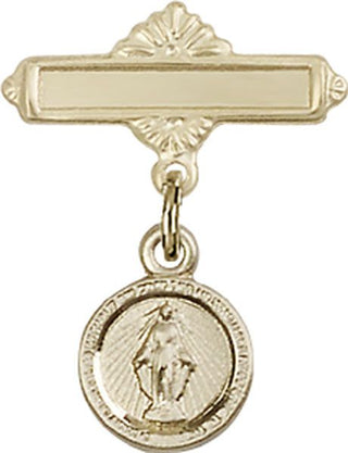 14kt Gold Filled Polished Badge Pin Miraculous Baby Badge