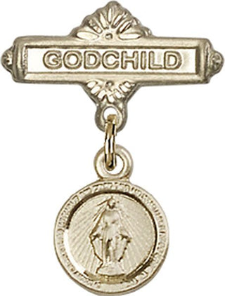 14kt Gold Filled Godchild Miraculous Baby Badge