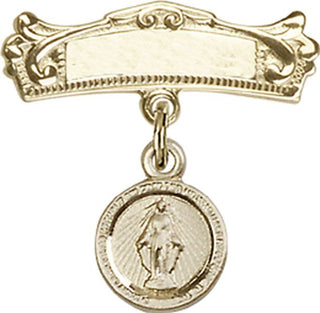 14kt Gold Badge Pin Miraculous Baby Badge