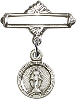 Sterling Silver Polished Badge Pin Miraculous Baby Badge