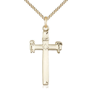 14kt Gold Filled Carpenter Cross Medal Catholic Jewelry