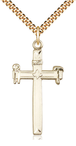 14kt Gold Filled Carpenter Cross Medal Catholic Jewelry