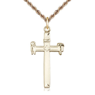 14kt Gold Filled Carpenter Cross Medal Catholic Jewelry