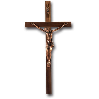 13" Walnut Cross with Antique Copper Corpus